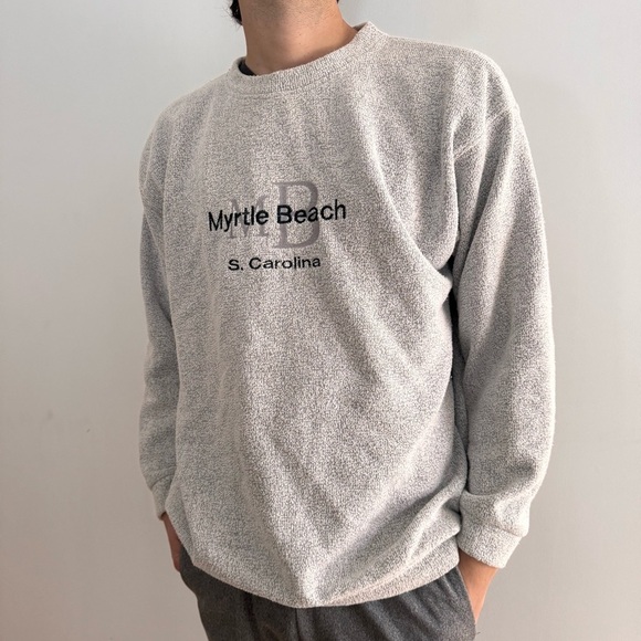 VINTAGE  EXIST SPORTS LINE WHITE & GREY MYRTLE BEACH SWEATER - XL - Picture 11 of 13